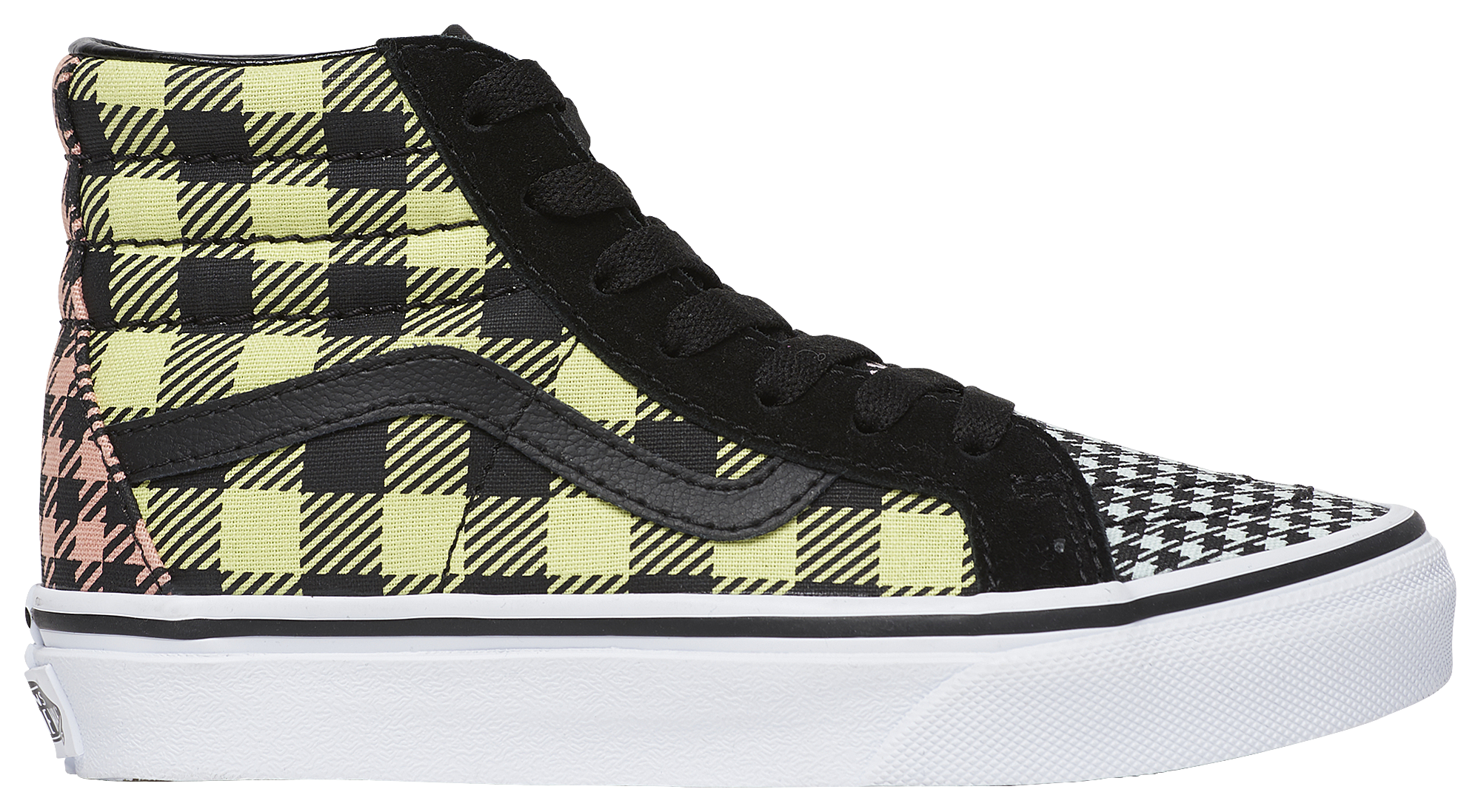 pink blue and yellow vans