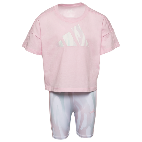 

Girls Preschool adidas adidas Brushed Tiger AOP Bike Set - Girls' Preschool Pink/Green Size 4