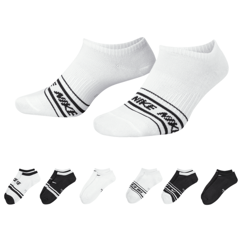

Nike Womens Nike Lightweight No Show 6 Pack - Womens Black/White Size M