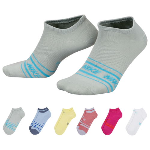 WOMENS - Nike Lightweight No Show 6 Pack - White/Blue Purple