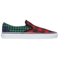 Boys' Grade School - Vans Classic Slip On - Red/Green/Plaid
