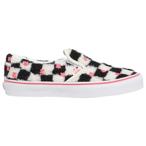 

Girls Vans Vans Classic Slip On - Girls' Grade School Shoe Black/White/Pink Size 06.5