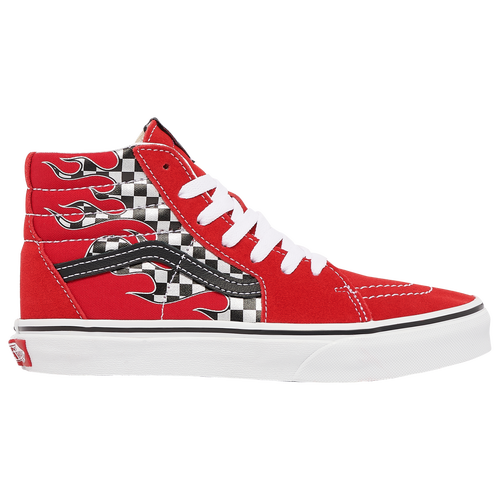 Vans Little Kids' Sk8-hi Reflect Check Casual Shoes In Racing Red/black/white