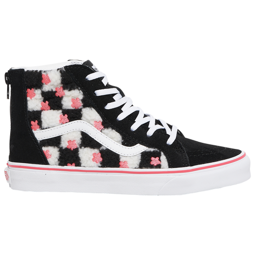 

Vans Girls Vans SK8 Hi Zip - Girls' Grade School Shoes Black/White/Pink Size 6.0