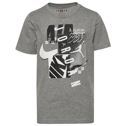 

Boys Jordan Jordan Post Up T-Shirt - Boys' Grade School Carbon Heather/White Size XL