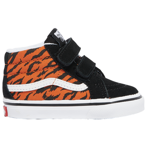 

Boys Vans Vans SK8 Tiger Mid - Boys' Toddler Skate Shoe Black/Orange Size 07.0