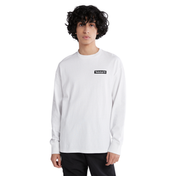 Men's - Timberland Long Sleeve Wovend Badge T-Shirt - White