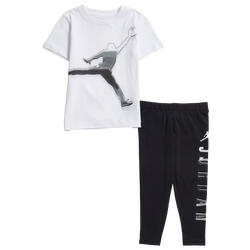 Girls' Preschool - Jordan AJ1 Silver Toe Legging Set - White/Black