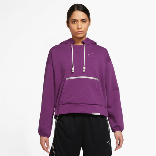 Nike Women's Dri-fit Swoosh Fly Standard Issue Pullover Basketball Hoodie In Purple/pink