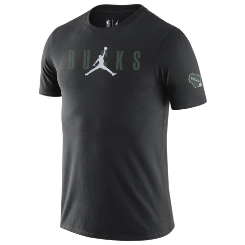 

Jordan Mens Jordan Bucks Courtside Statement Edition T-Shirt - Mens White/Green Size S