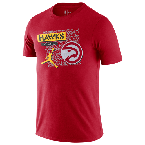 

Jordan Mens Atlanta Hawks Jordan Hawks Dri-Fit Statement 2 T-Shirt - Mens Red/Yellow Size M