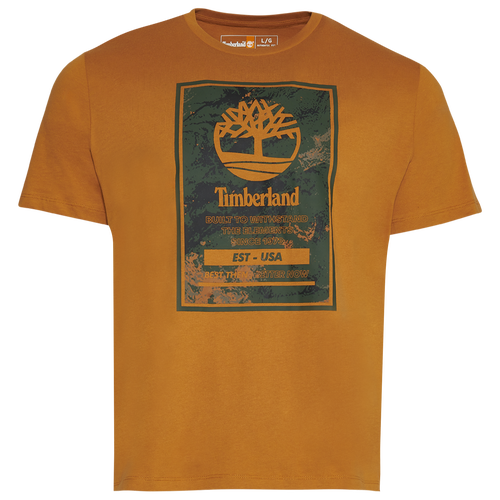 

Timberland Mens Timberland Logo T-Shirt - Mens Wheat/Black Size M