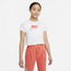 Nike Crop Futura Tee - Girls' Grade School White/Orange