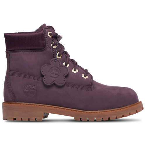 

Girls Timberland Timberland Premium 6" Waterproof Boots - Girls' Grade School Shoe Black/Purple Size 06.5