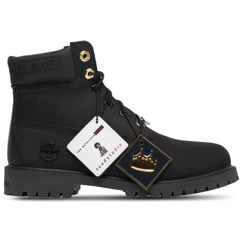 

Boys Timberland Timberland 6 Inch Biggie - Boys' Grade School Shoe Black/Gold Size 06.0