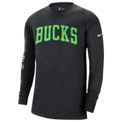 Men's - Nike Bucks CE Courtside Moments LS T-Shirt - Black