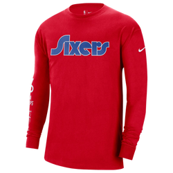 Men's - Nike 76ers CE Courtside Moments LS T-Shirt - Red