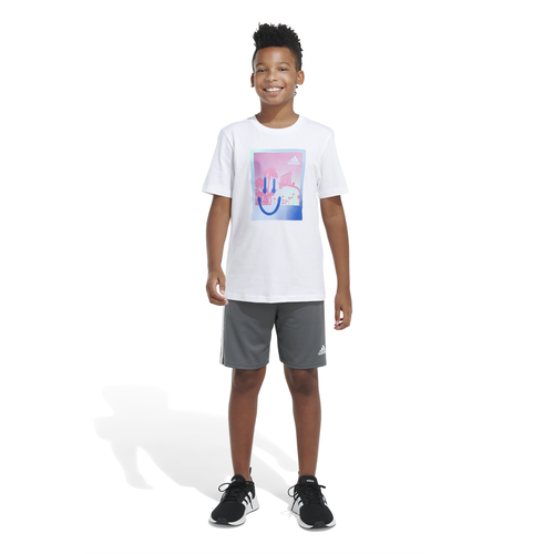 

Boys adidas adidas Smiley T-Shirt - Boys' Grade School White/Blue Size M