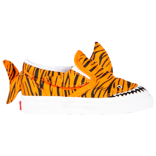 Orange and white slip on vans hotsell