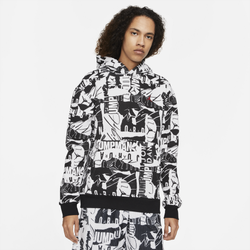 Men's - Jordan Essential Fleece All Over Print Pullover Hoodie - White/Black