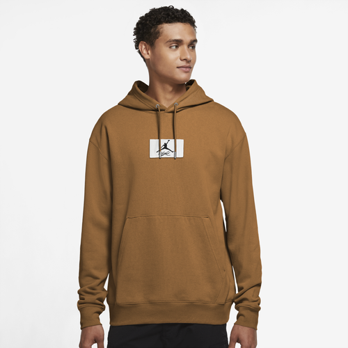 

Jordan Mens Jordan Statement Fleece Pullover Hoodie - Mens Brown/White Size L