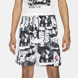 Men's - Jordan Essential Mesh All Over Print Shorts - White/Black