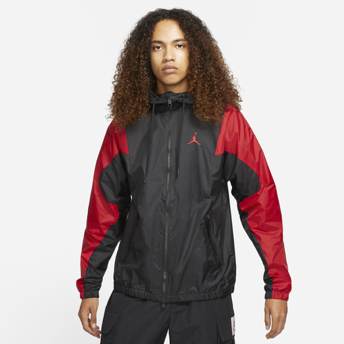 

Jordan Mens Jordan Essential Woven Jacket - Mens Black/Gym Red Size S