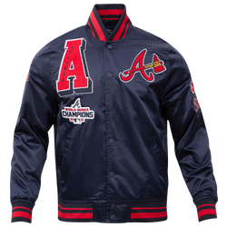 Men's - Pro Standard Braves Mash Up Satin Jacket - Navy/Red