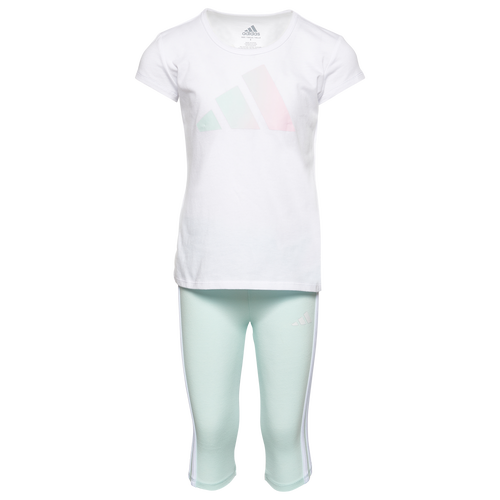 

Girls Preschool adidas adidas Brushed Tiger Leggings Set - Girls' Preschool White/Green Size 2T