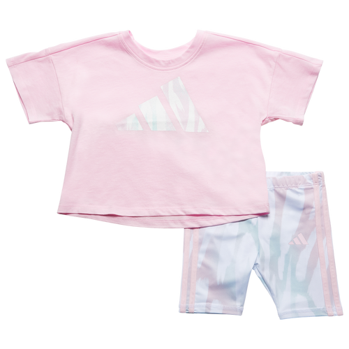 

adidas Girls adidas Brushed Tiger AOP Bike Set - Girls' Infant Pink/Multi Size 24MO