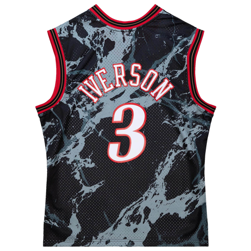

Mitchell & Ness Mens Allen Iverson Mitchell & Ness 76ers Marble Jersey - Mens Black Size XL