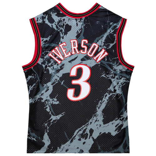 

Mitchell & Ness Mens Allen Iverson Mitchell & Ness 76ers Marble Jersey - Mens Black Size L