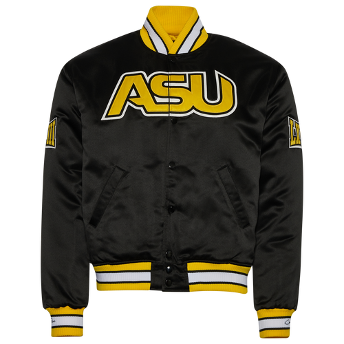 

Campus Remix Mens Campus Remix Alabama State University Satin Jacket - Mens Black/Gold Size L