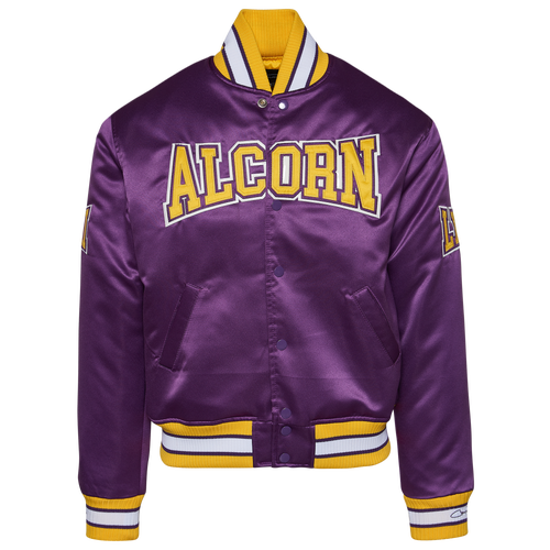 

Campus Remix Mens Campus Remix Alcorn State University Satin Jacket - Mens Purple/Yellow Size L