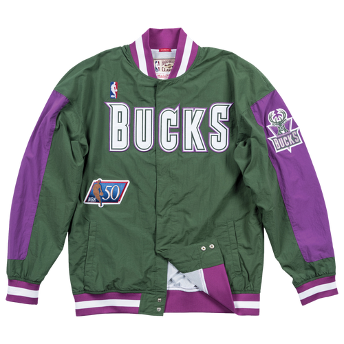 

Mitchell & Ness Mens Milwaukee Bucks Mitchell & Ness NBA Authentic Warm-Up Jacket - Mens Green/Purple Size L