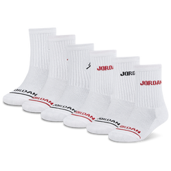 Boys' Grade School - Jordan Legend Crew 6-Pack Socks - White/White