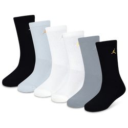 Boys' Grade School - Jordan Legend Crew Socks 6-Pack - Gold/Grey/Black