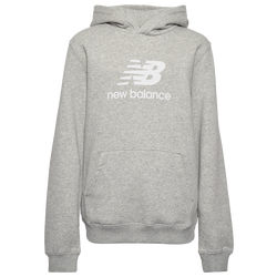 Boys' Grade School - New Balance Stacked Logo Hoodie - Grey Heather/White