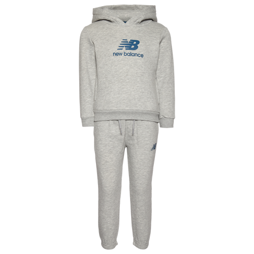 Boys New Balance Stacked Logo Fleece Set - Boys' Toddler Grey Heather/White Size 3T