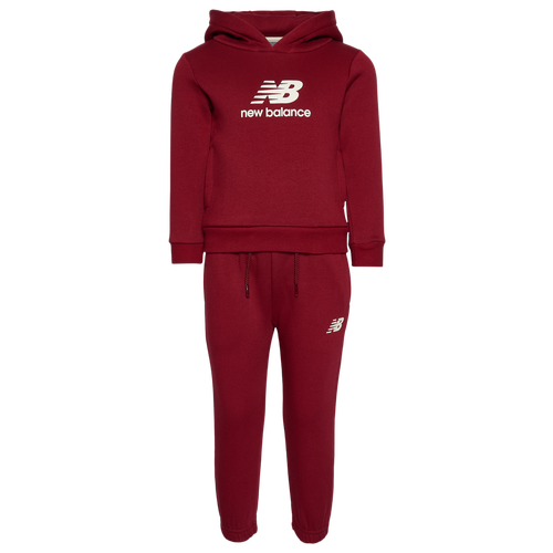 Boys New Balance Stacked Logo Fleece Set - Boys' Toddler White/Podium Red Size 12MO