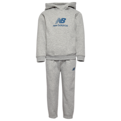 Boys' Preschool - New Balance Stacked Logo Fleece Set - Grey Heather/White