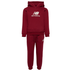 Boys' Preschool - New Balance Stacked Logo Fleece Set - Podium Red/White
