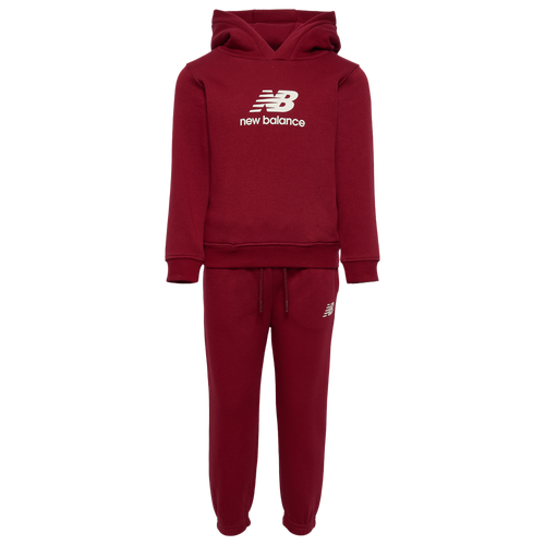 Boys Preschool New Balance Stacked Logo Fleece Set - Boys' Preschool Podium Red/White Size 5