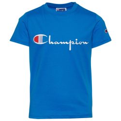 Girls' Grade School - Champion Script Tee - Blue/White