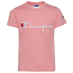 Boys' Grade School - Champion Script Tee - Pink/White