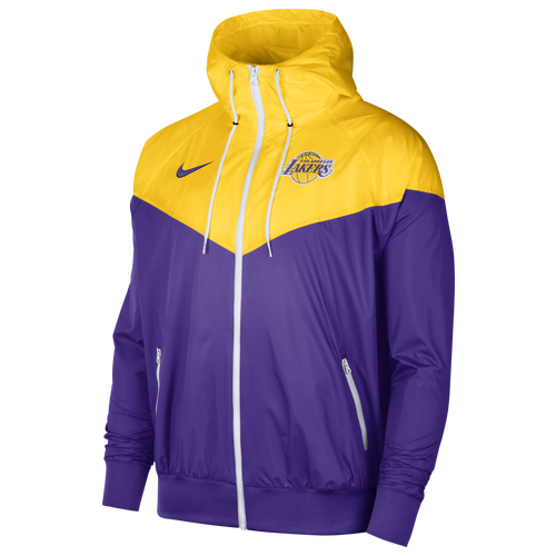 

Nike Mens Los Angeles Lakers Nike Lakers Lightweight Courtside Windrunner Jacket - Mens Amarillo/Field Purple/White Size L
