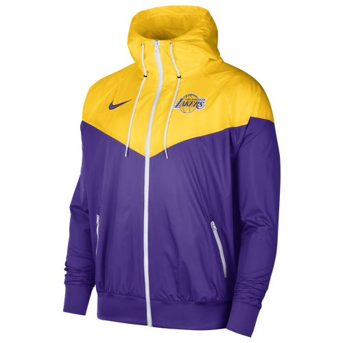 

Nike Mens Nike Lakers Lightweight Courtside Windrunner Jacket - Mens Amarillo/Field Purple/White Size L