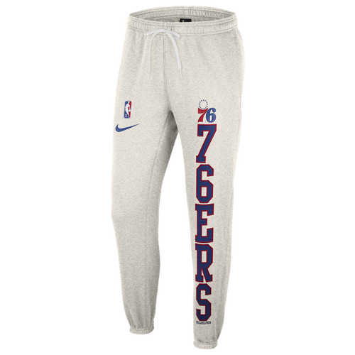 

Nike Mens Nike 76ers Fleece Courtside Graphic Pants - Mens Birch Heather/White/Rush Blue Size M