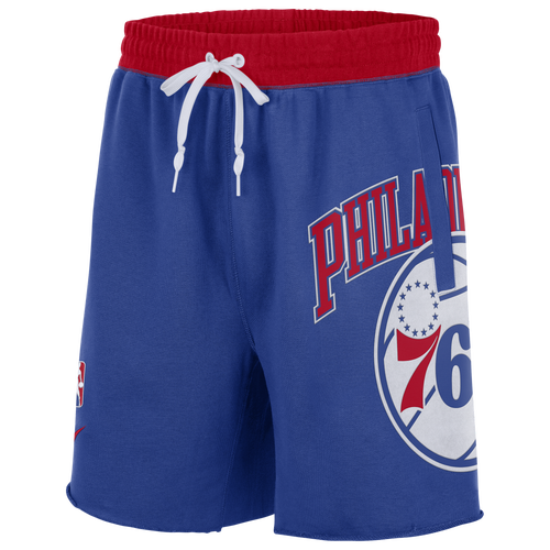 

Nike Mens Nike 76ers Courtside 75 Fleece Shorts - Mens Blue/Red Size S