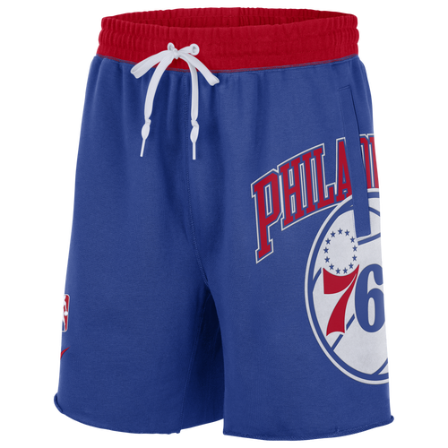 Shop Nike Mens  76ers Courtside 75 Fleece Shorts In Blue/red